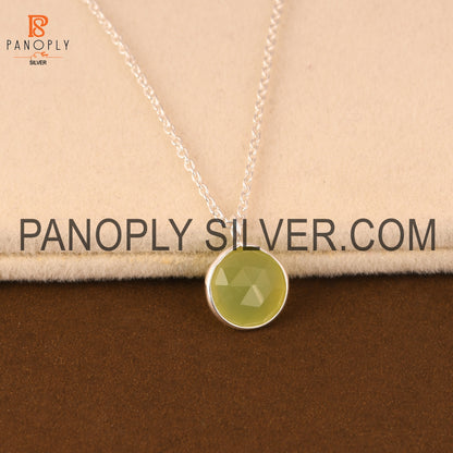 Prehnite Handmade Bezel Set Chalcedony Pendant