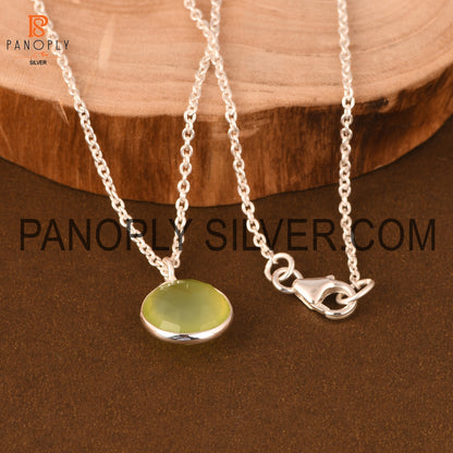 Prehnite Handmade Bezel Set Chalcedony Pendant