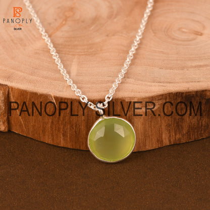 Prehnite Handmade Bezel Set Chalcedony Pendant