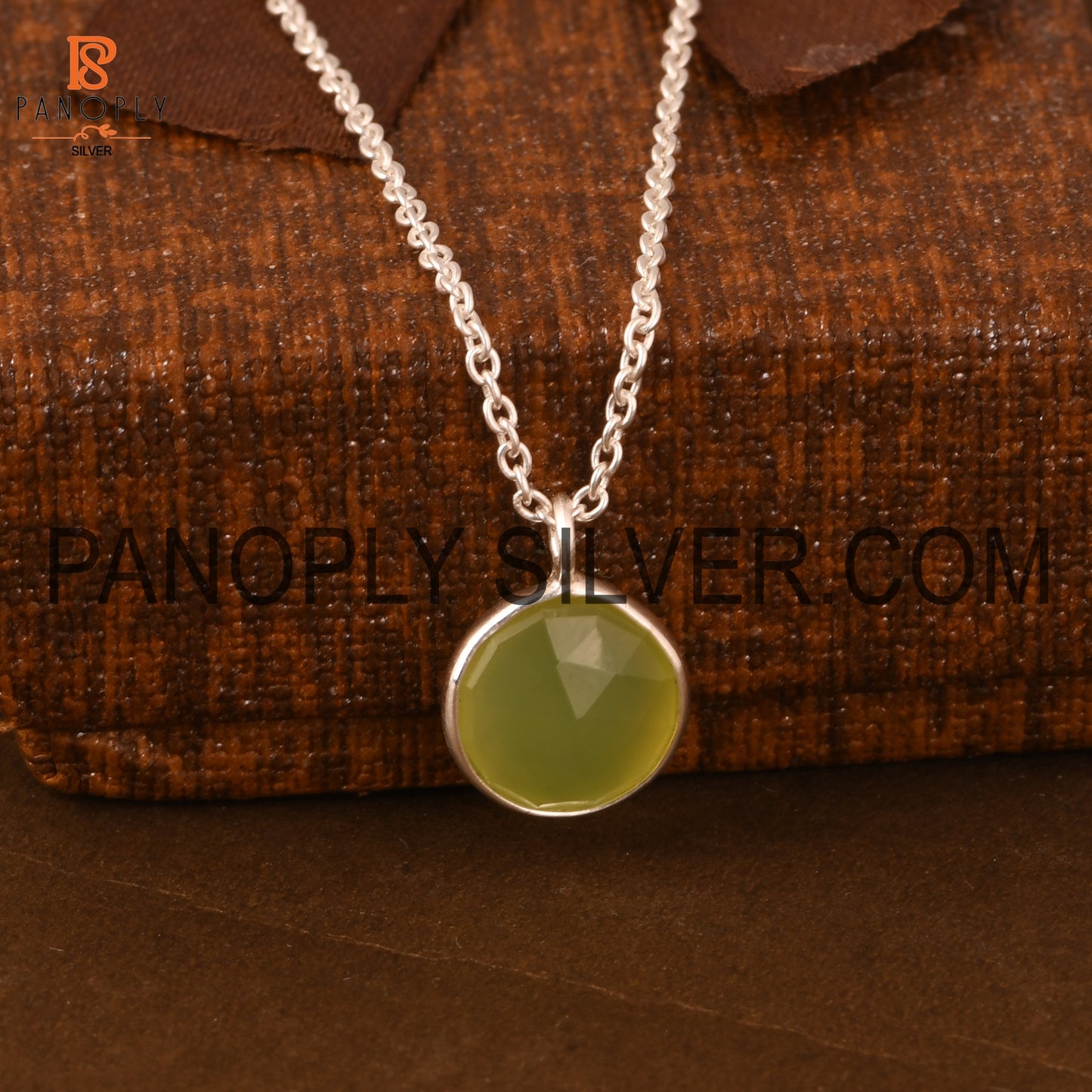 Prehnite Handmade Bezel Set Chalcedony Pendant