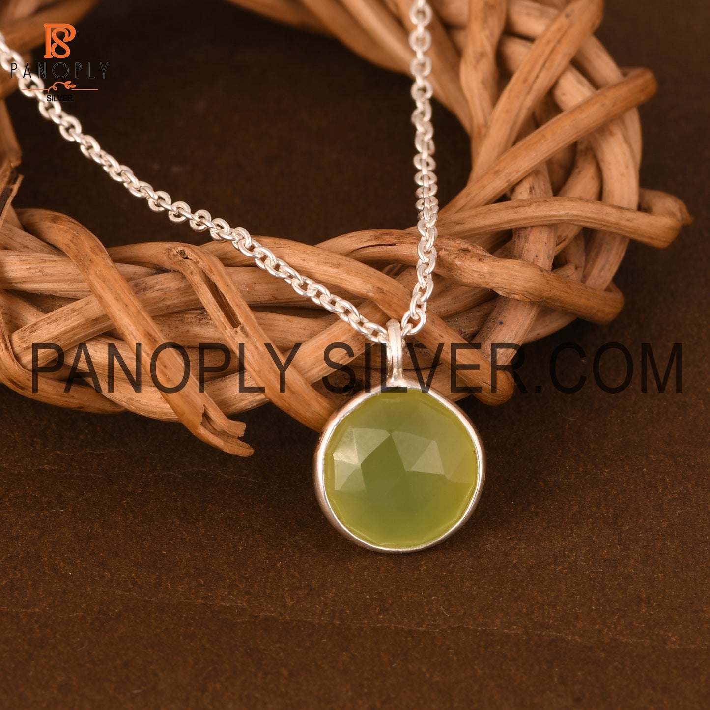 Prehnite Handmade Bezel Set Chalcedony Pendant