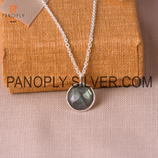 Natural Labradorite Gemstone Fine 925 Silver Chain Pendant