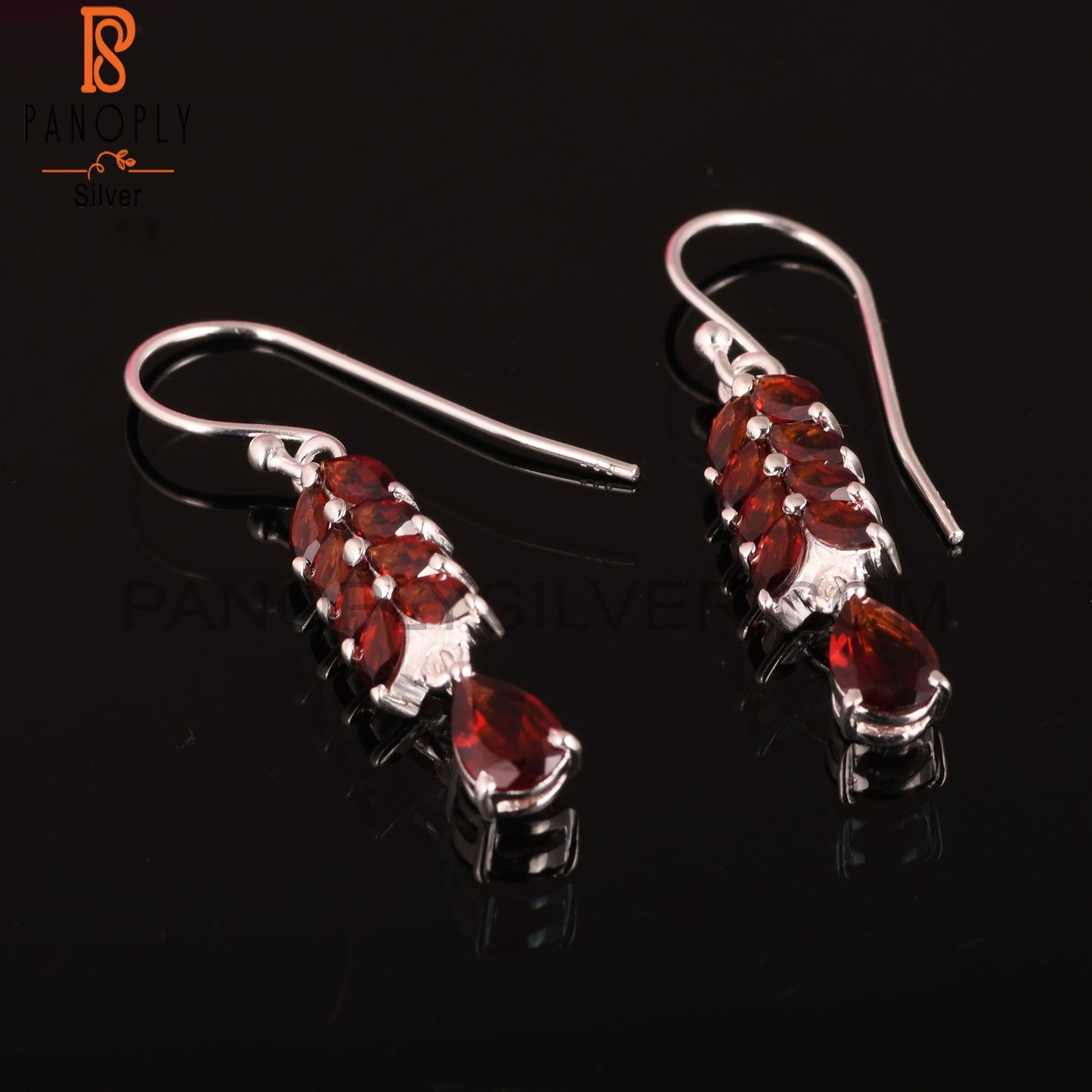 Garnet Genuine Leaf Stone Dangle Earrings