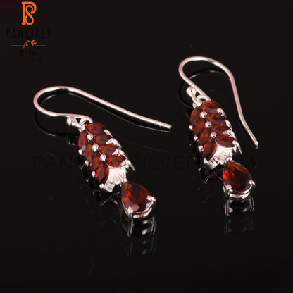 Garnet Genuine Leaf Stone Dangle Earrings