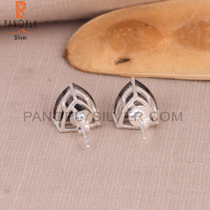 Black Rutile triangle Shape Stud Earrings