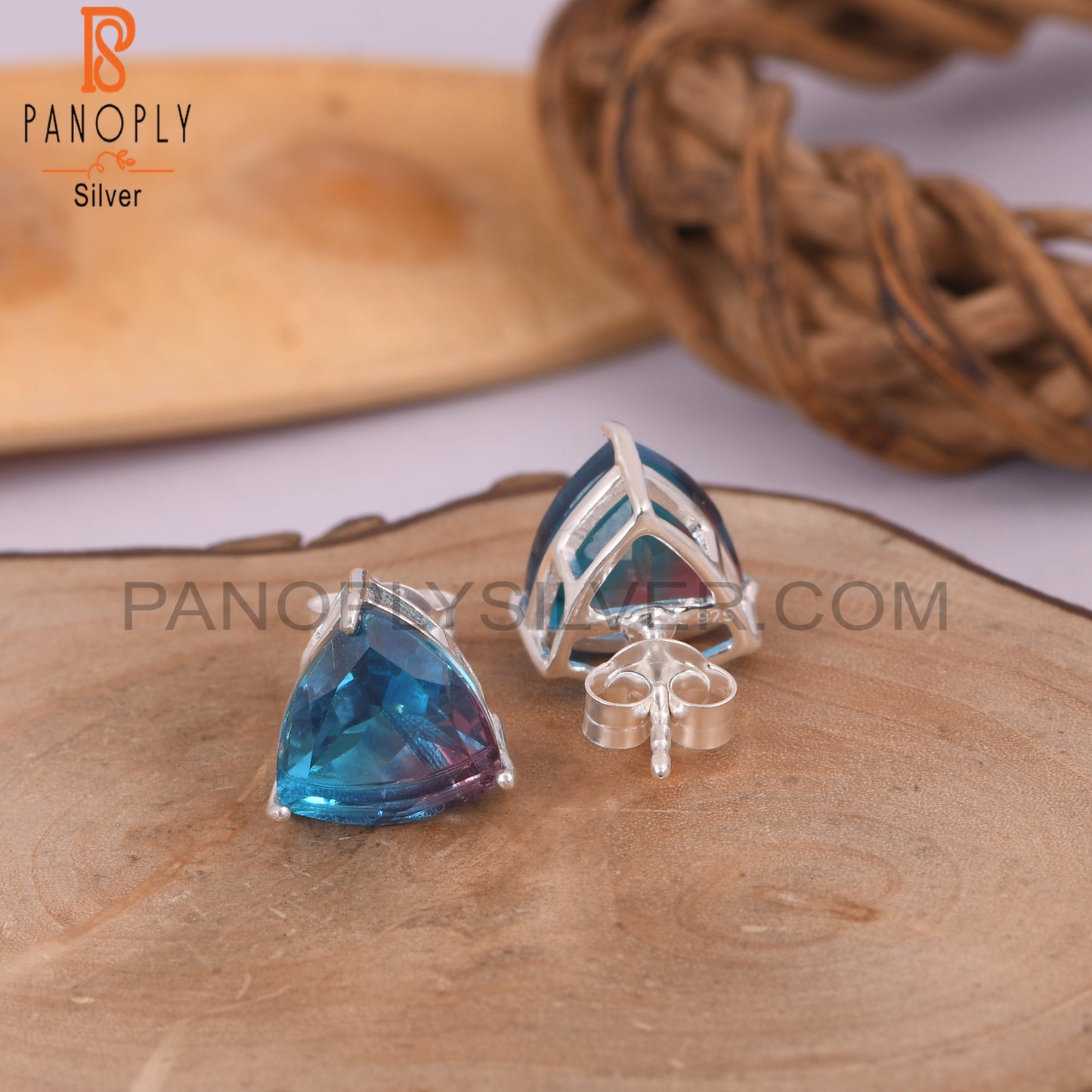 Triangle 925 Sterling Silver Color Change Stud Earrings