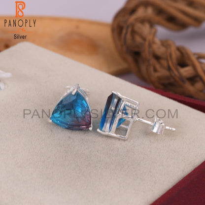 Triangle 925 Sterling Silver Color Change Stud Earrings