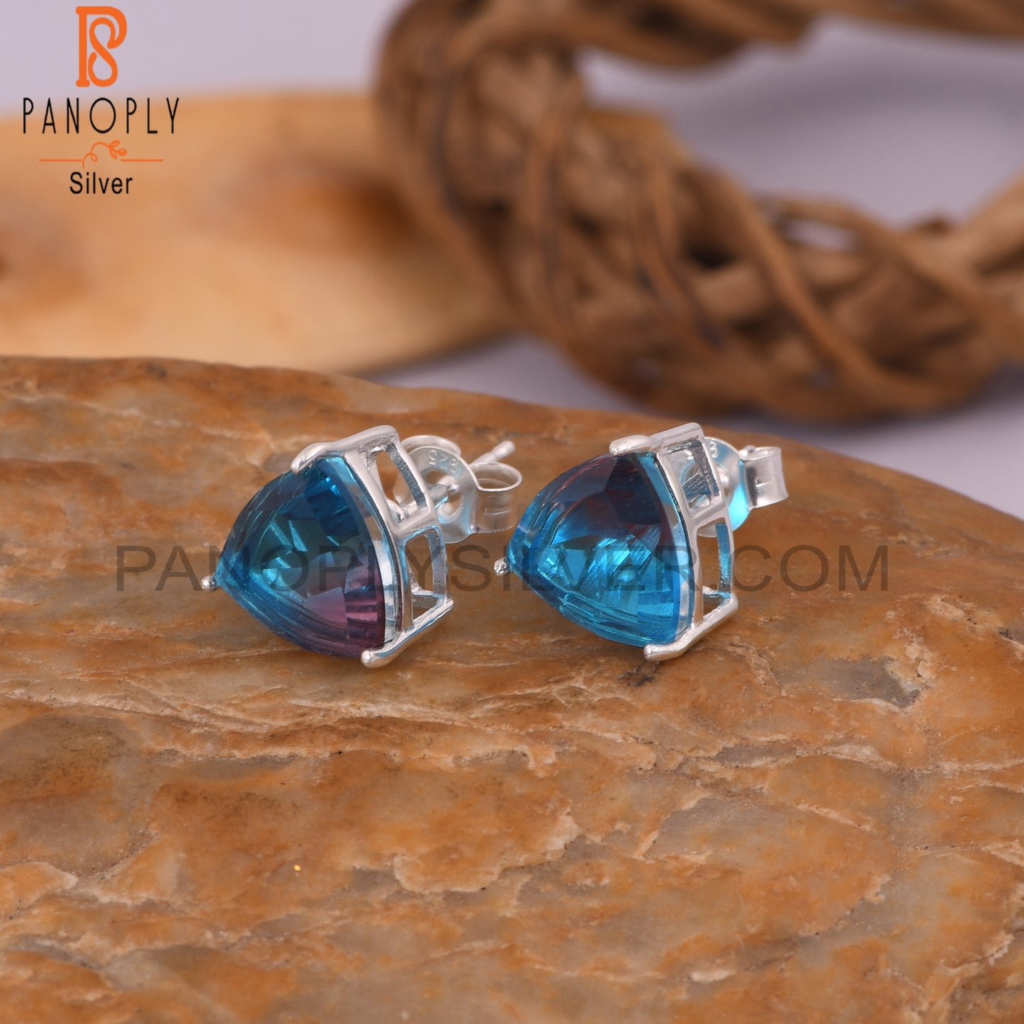 Triangle 925 Sterling Silver Color Change Stud Earrings