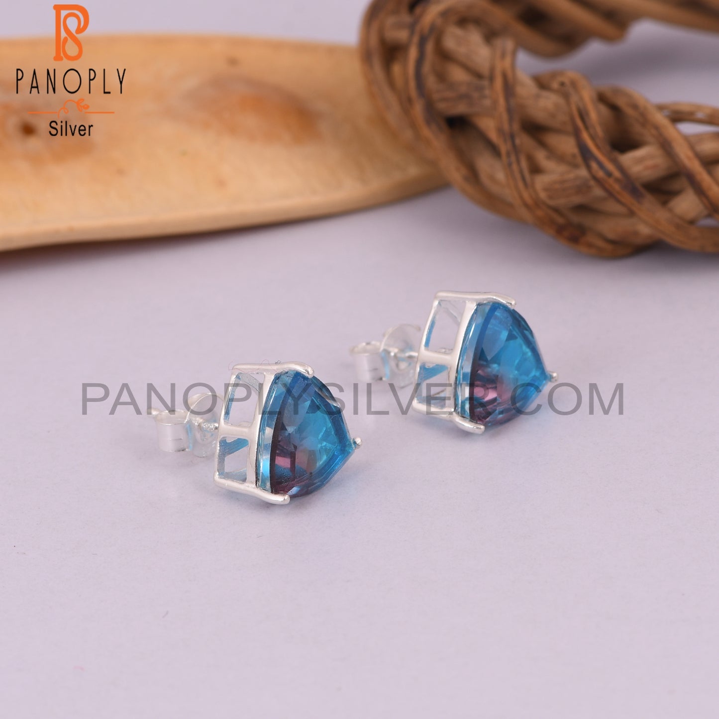 Triangle 925 Sterling Silver Color Change Stud Earrings