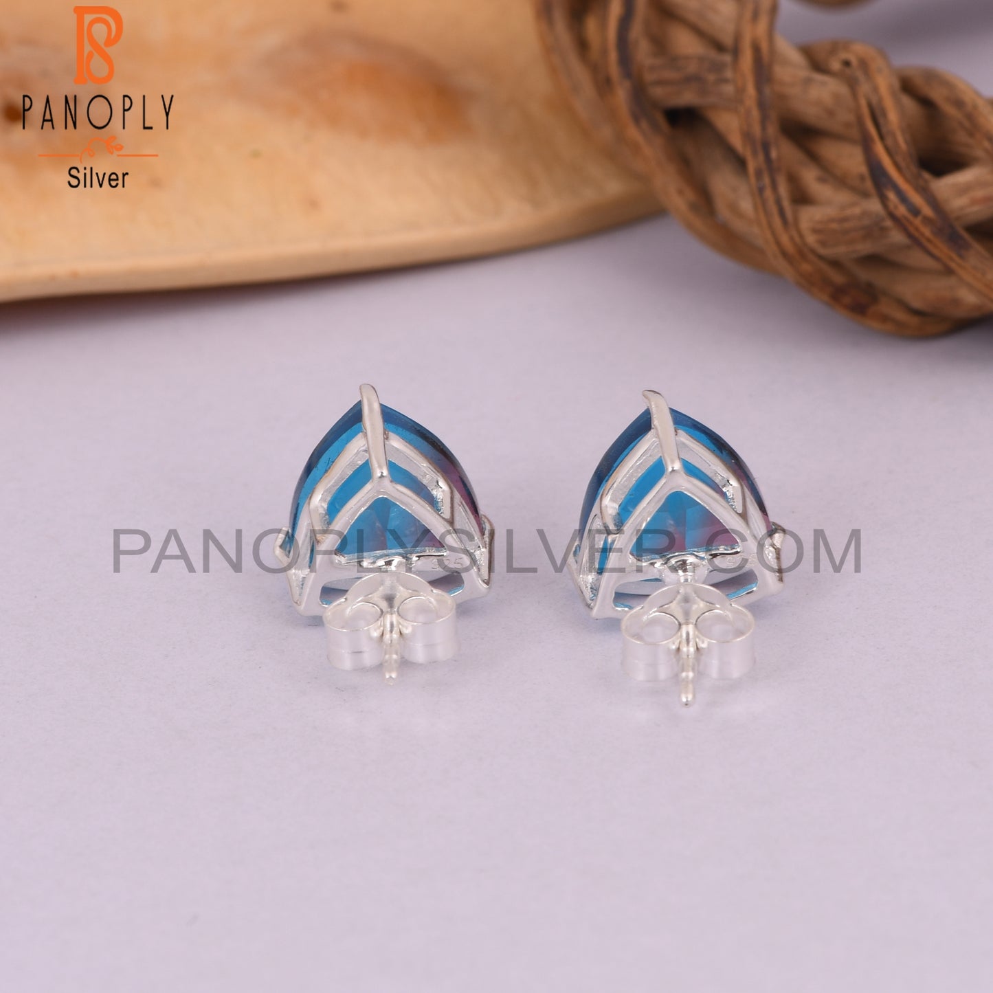Triangle 925 Sterling Silver Color Change Stud Earrings