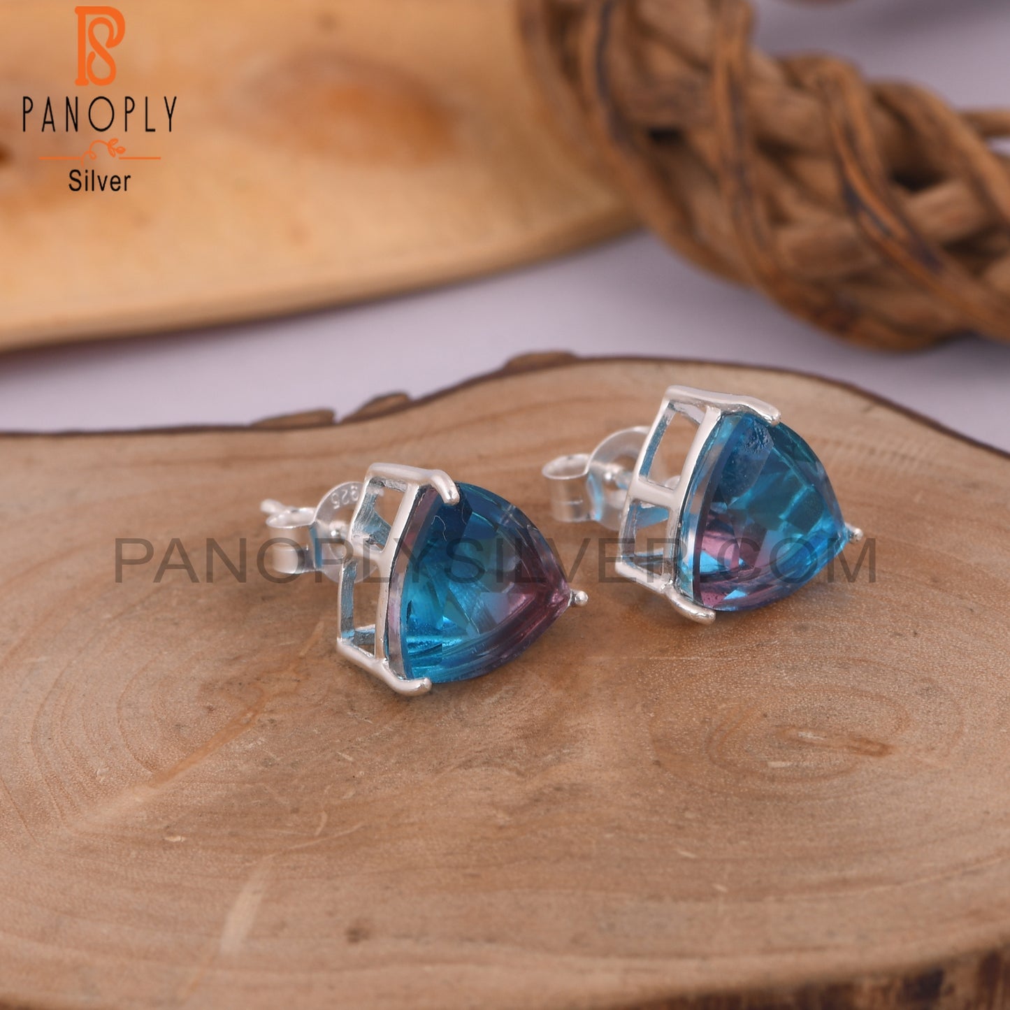 Triangle 925 Sterling Silver Color Change Stud Earrings