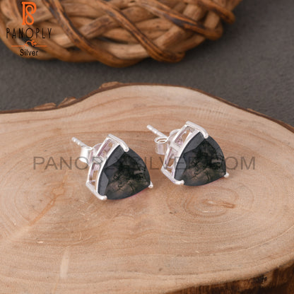 Moss Agate Stud 925 Quality Findings Earrings