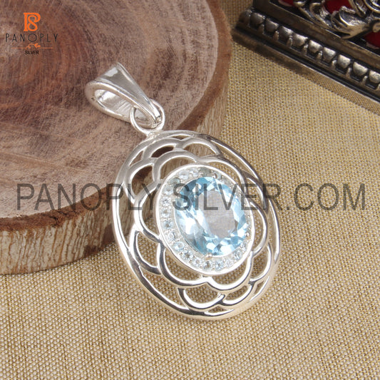 925 Sterling Silver Oval Filigree Gemstone Pendant