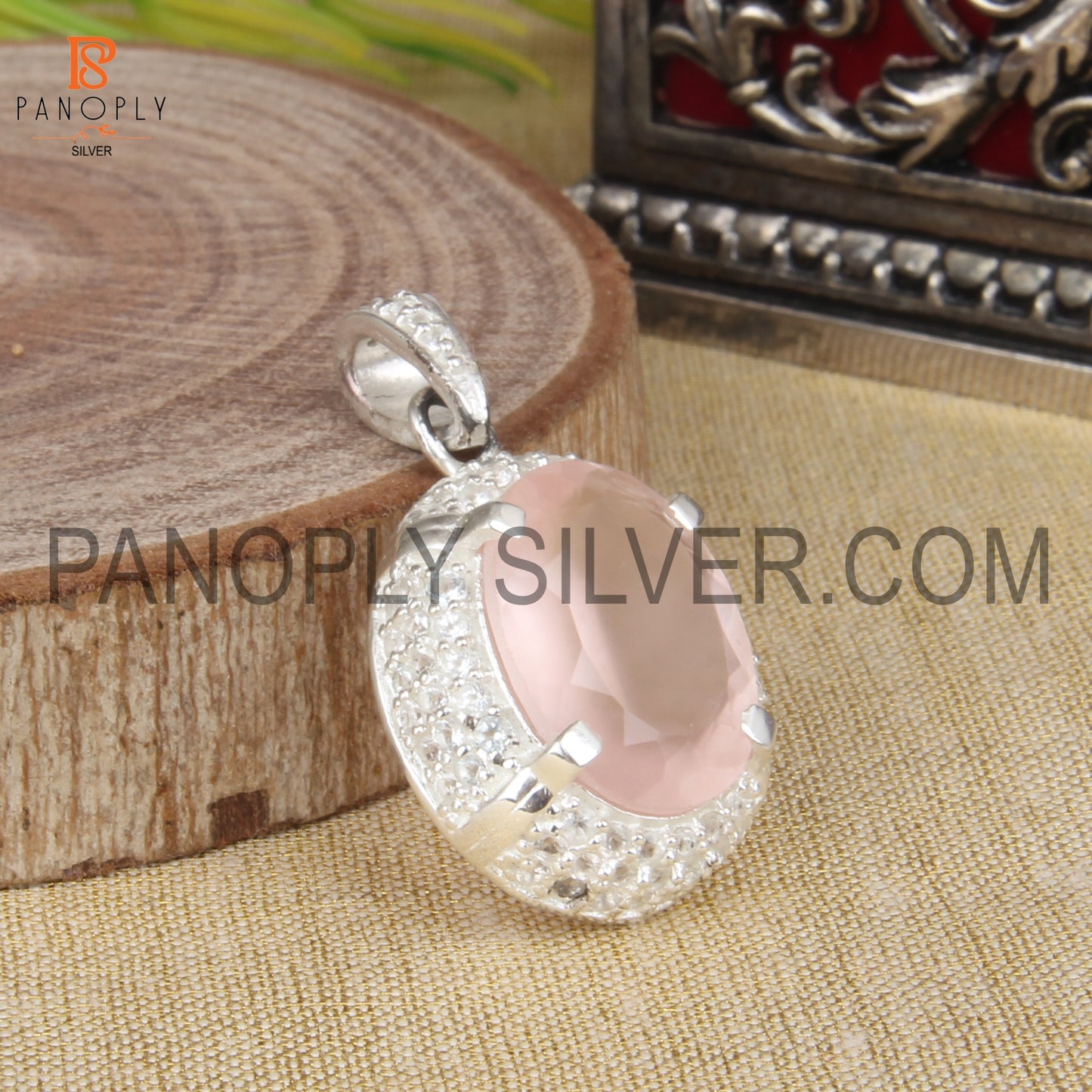 Genuine Rose Quartz Prong Set Gem Pendant Birthday Gift Idea