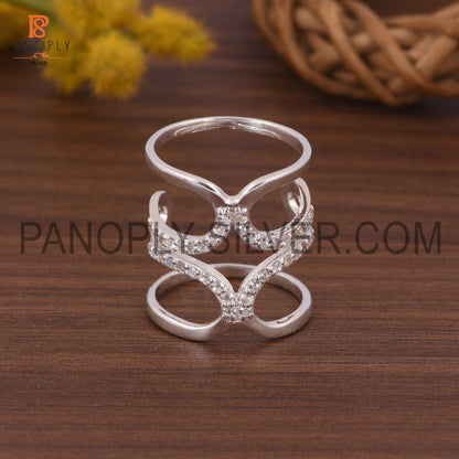 925 Silver White Topaz Kunkle Rings, Full Finger Ring