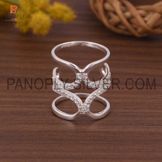 925 Silver White Topaz Kunkle Rings, Full Finger Ring