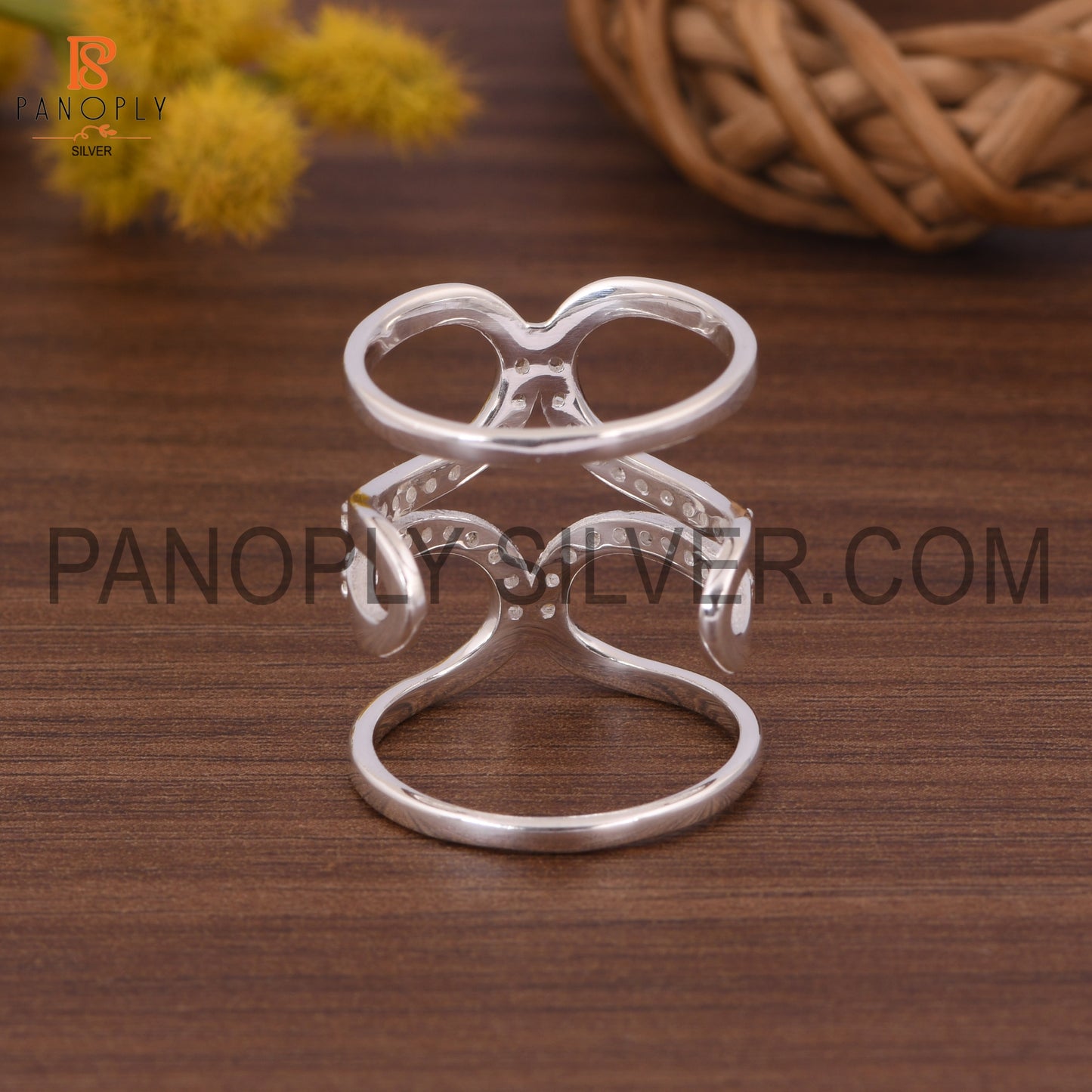 925 Silver White Topaz Kunkle Rings, Full Finger Ring