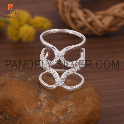 925 Silver White Topaz Kunkle Rings, Full Finger Ring