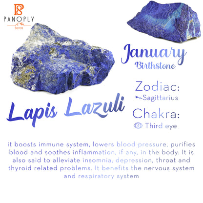 Lapis Lazuli Gemstone 925 Silver Square  Rings