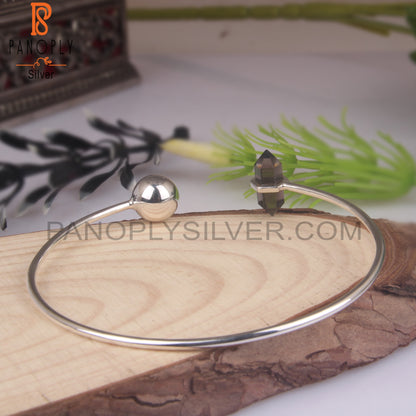 Smoky Faceted Cut Terminated Pencil Point Bangles