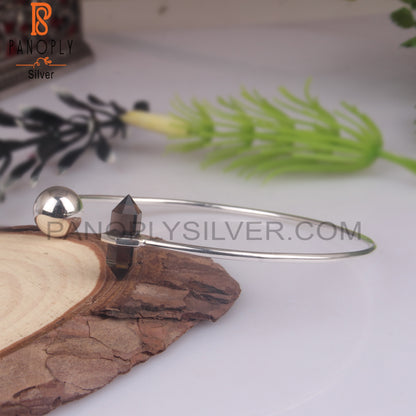 Smoky Faceted Cut Terminated Pencil Point Bangles