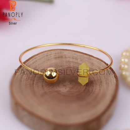 Yellow Chalcedony Gold Plated Pencil Point Bangles