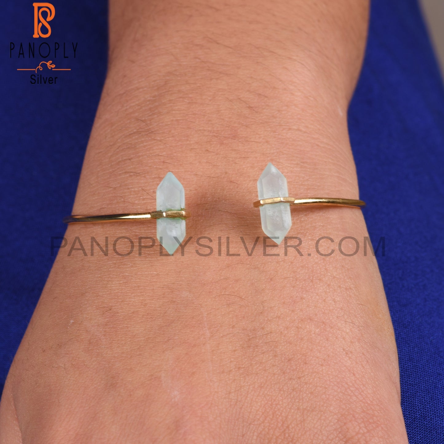 Aqua Chalcedony Pencil Point Terminated Bangles