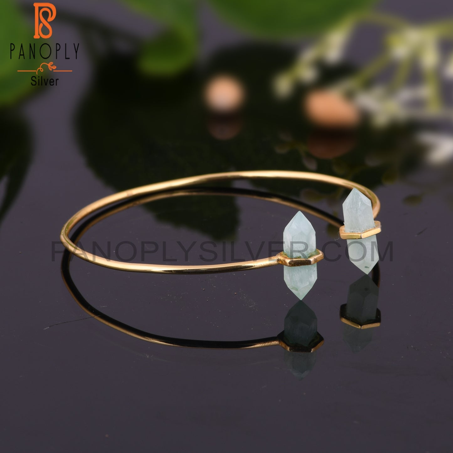 Aqua Chalcedony Pencil Point Terminated Bangles