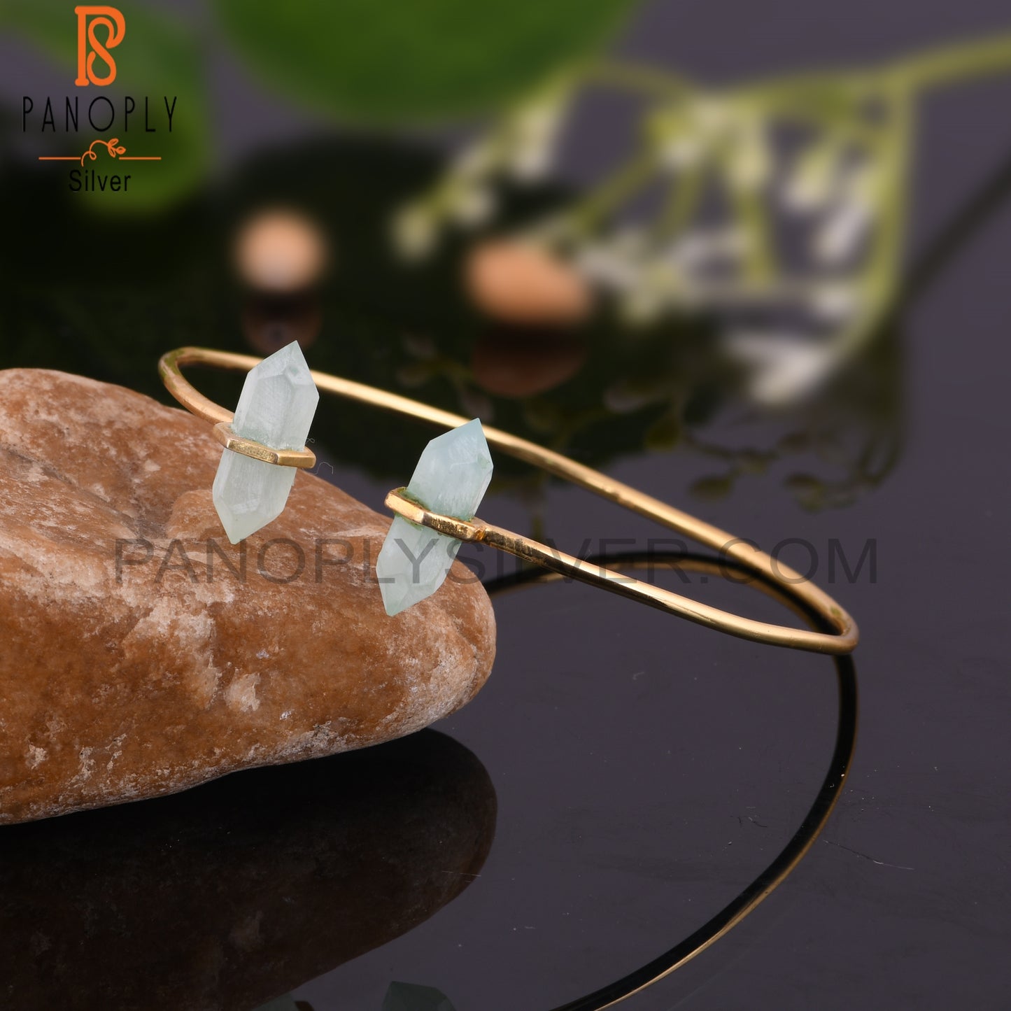 Aqua Chalcedony Pencil Point Terminated Bangles