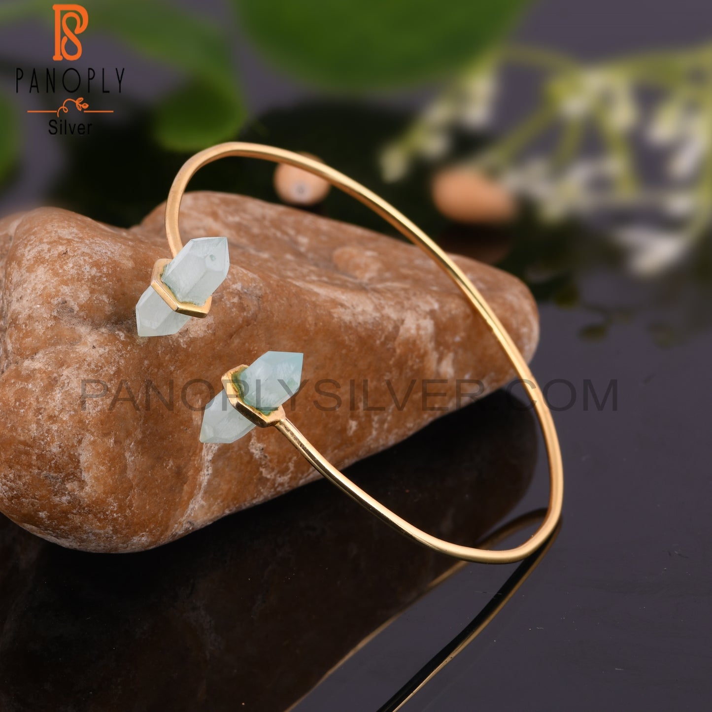 Aqua Chalcedony Pencil Point Terminated Bangles