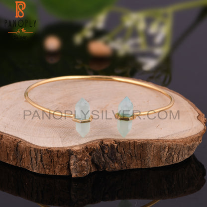 Aqua Chalcedony Pencil Point Terminated Bangles