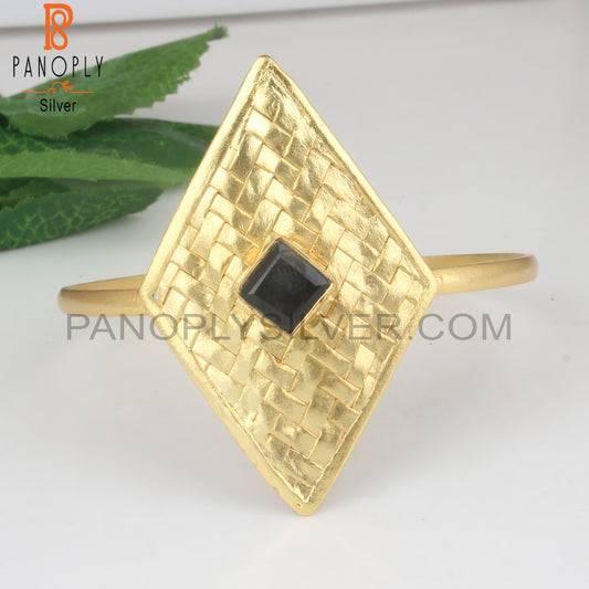 Black Onyx Gold Plated Kite Shape Cuff Bangles