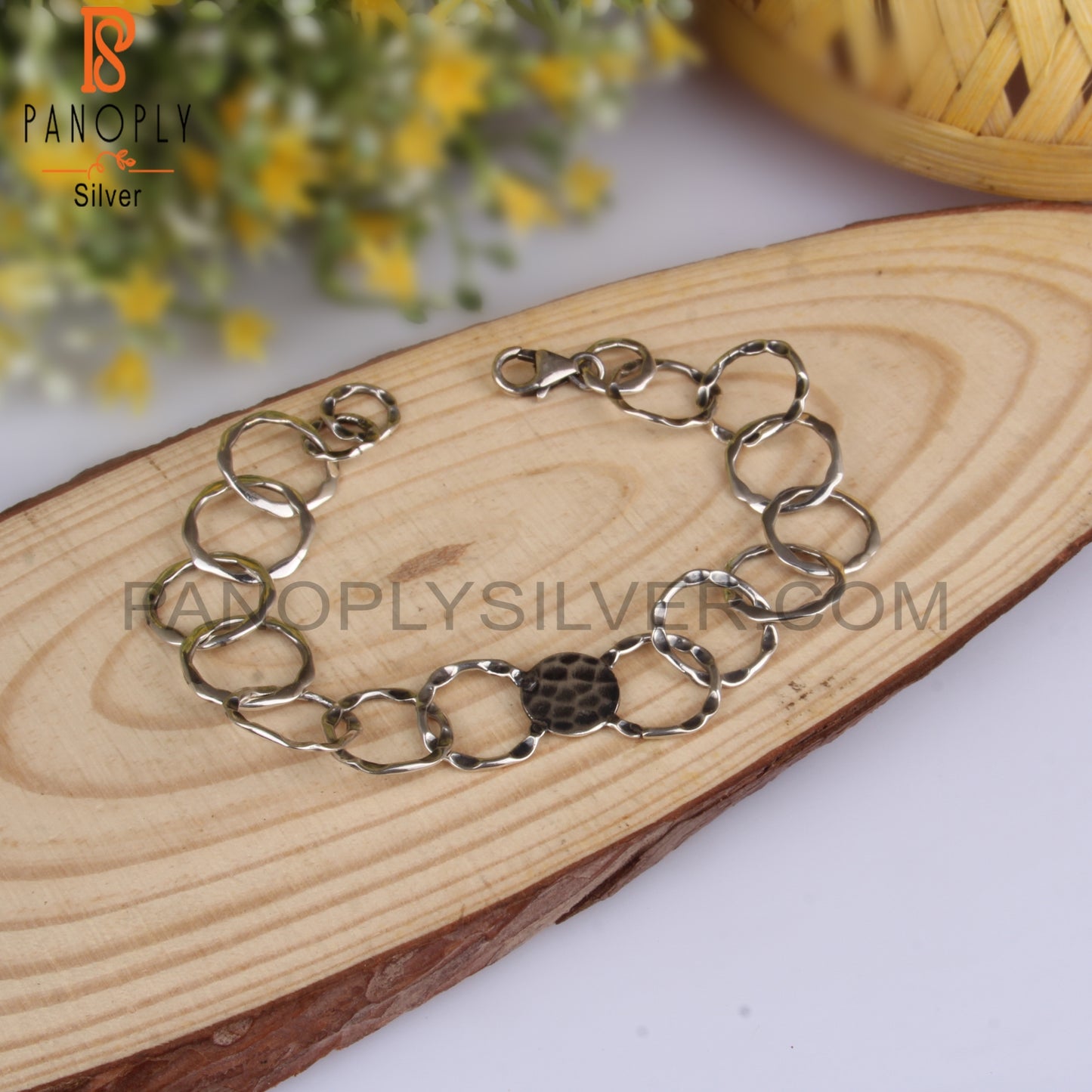 Geometric 925 Sterling Silver Chain Bracelet