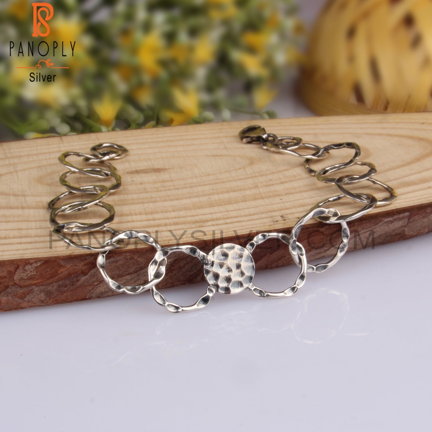 Geometric 925 Sterling Silver Chain Bracelet