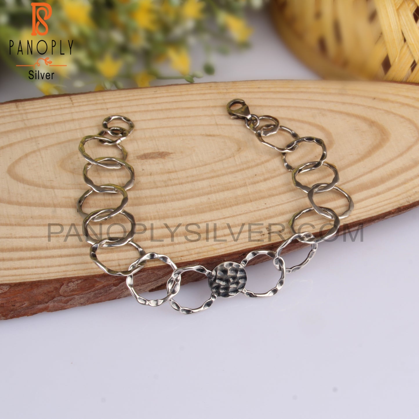 Geometric 925 Sterling Silver Chain Bracelet