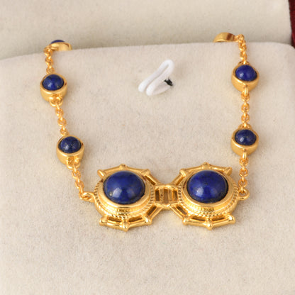 Lapis Round 925 Sterling Silver Bracelet