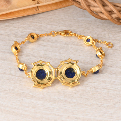 Lapis Round 925 Sterling Silver Bracelet