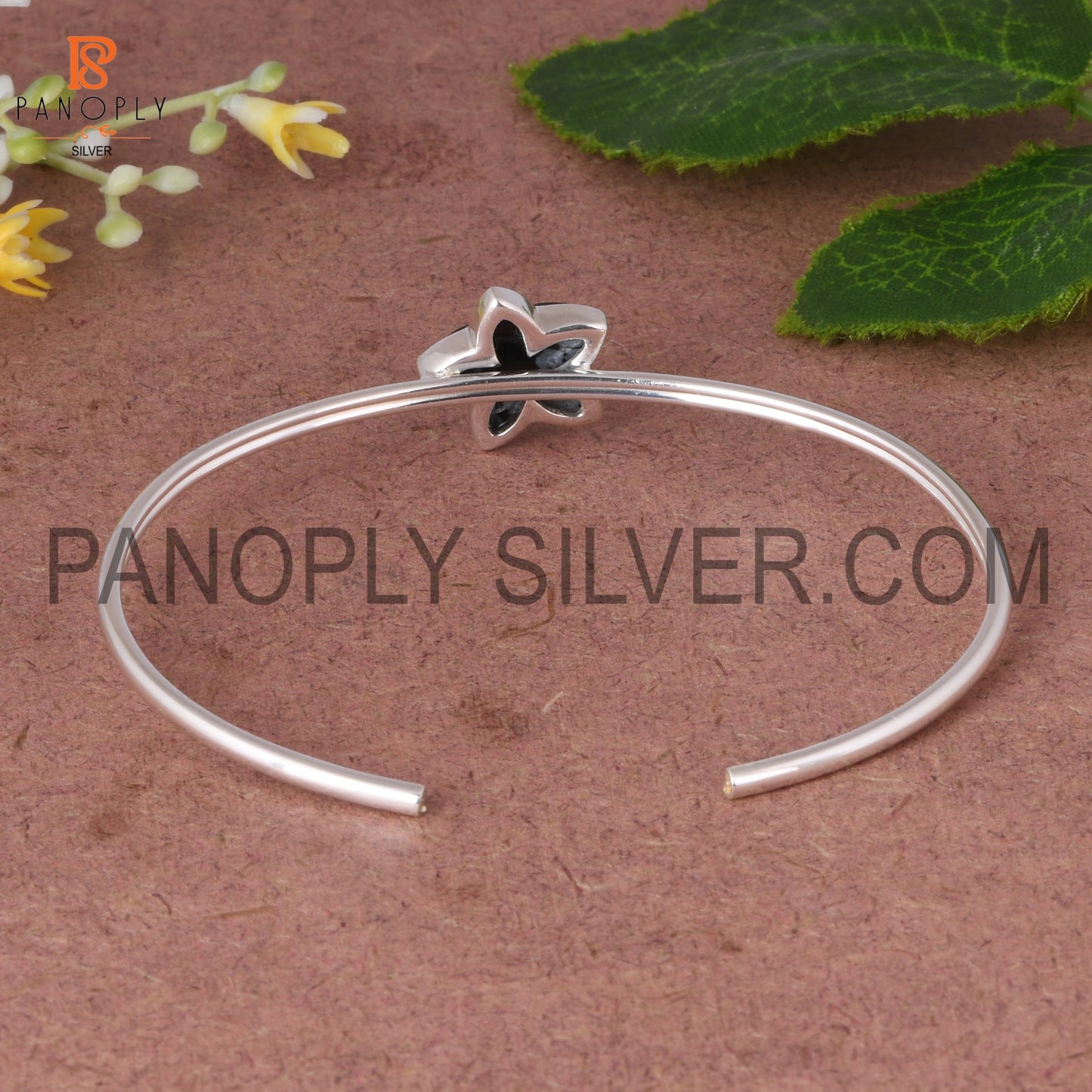Snowflake Obsidian Flower Snowflake Gemstone Bangle