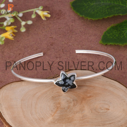 Snowflake Obsidian Flower Snowflake Gemstone Bangle