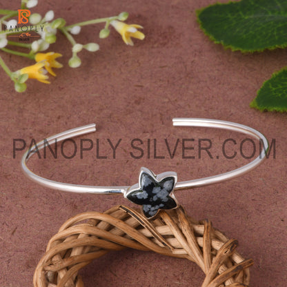 Snowflake Obsidian Flower Snowflake Gemstone Bangle