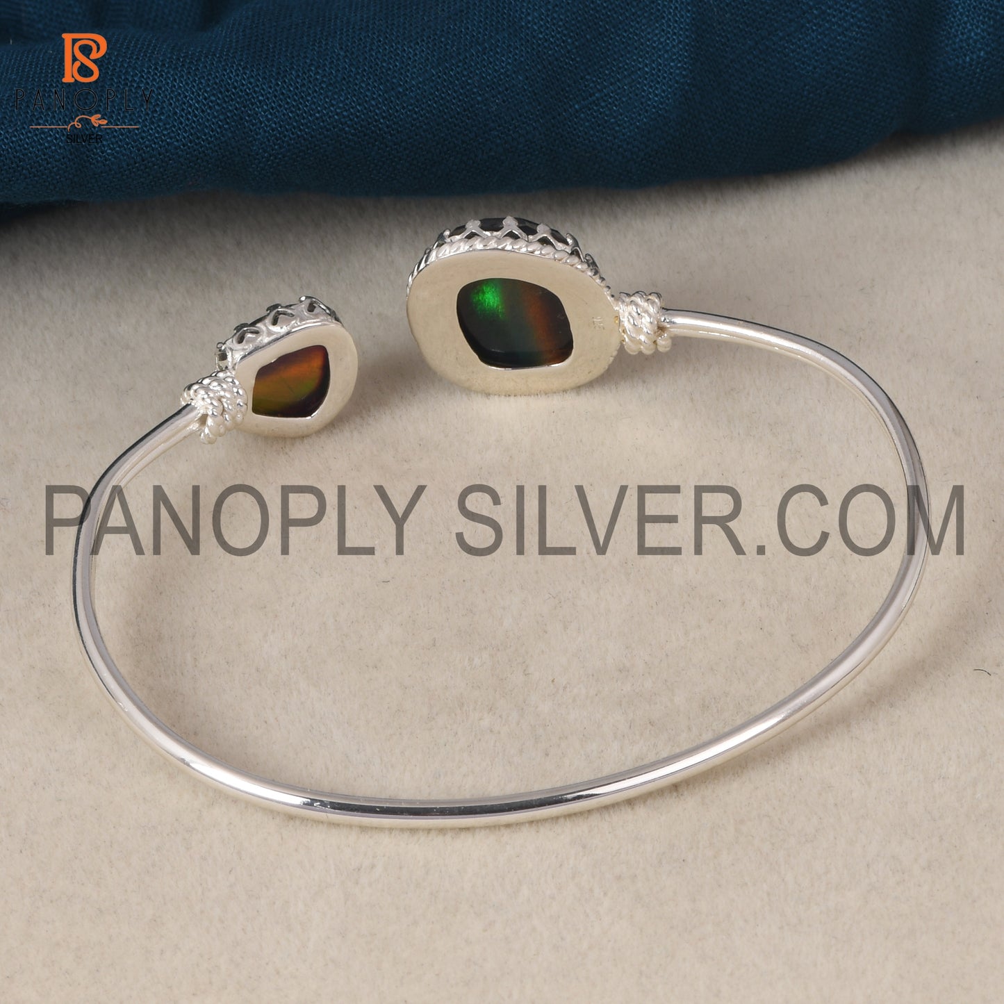 Unshape Aurora Opal Red Green Gems Fancy Cuff Bangle