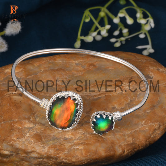 Unshape Aurora Opal Red Green Gems Fancy Cuff Bangle