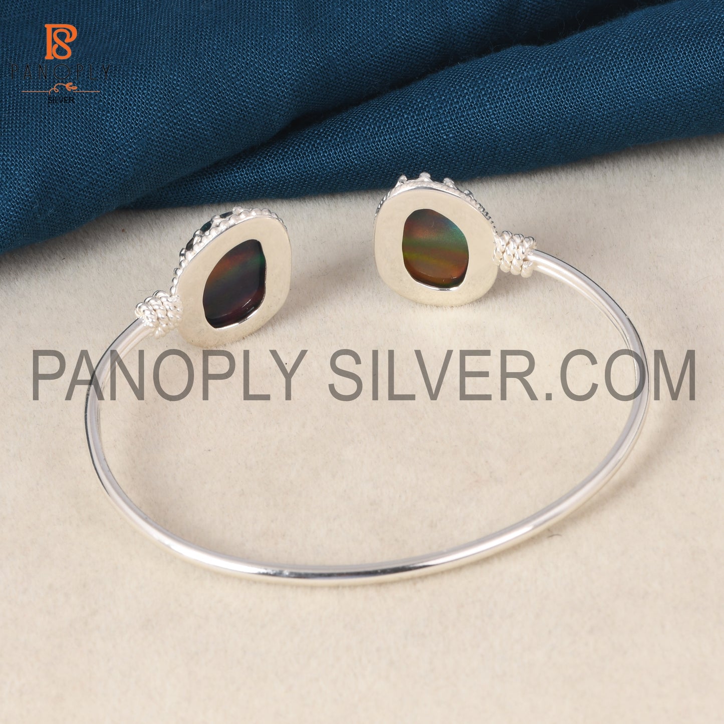 Unshape Aurora Opal Red Green Gems Fancy Cuff Bangle