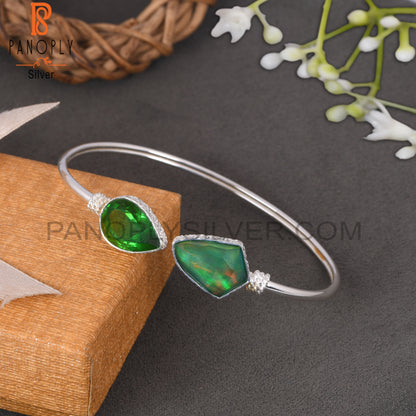 Bio Chrome Diopside Doublet Quartz, Aurora Opal Green Bangle