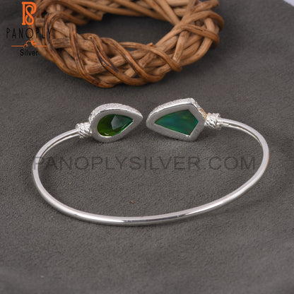 Bio Chrome Diopside Doublet Quartz, Aurora Opal Green Bangle
