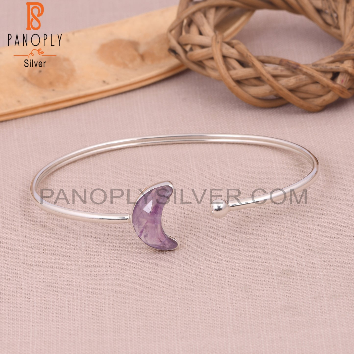 Amethyst 925 Quality Openable Moon Bangles