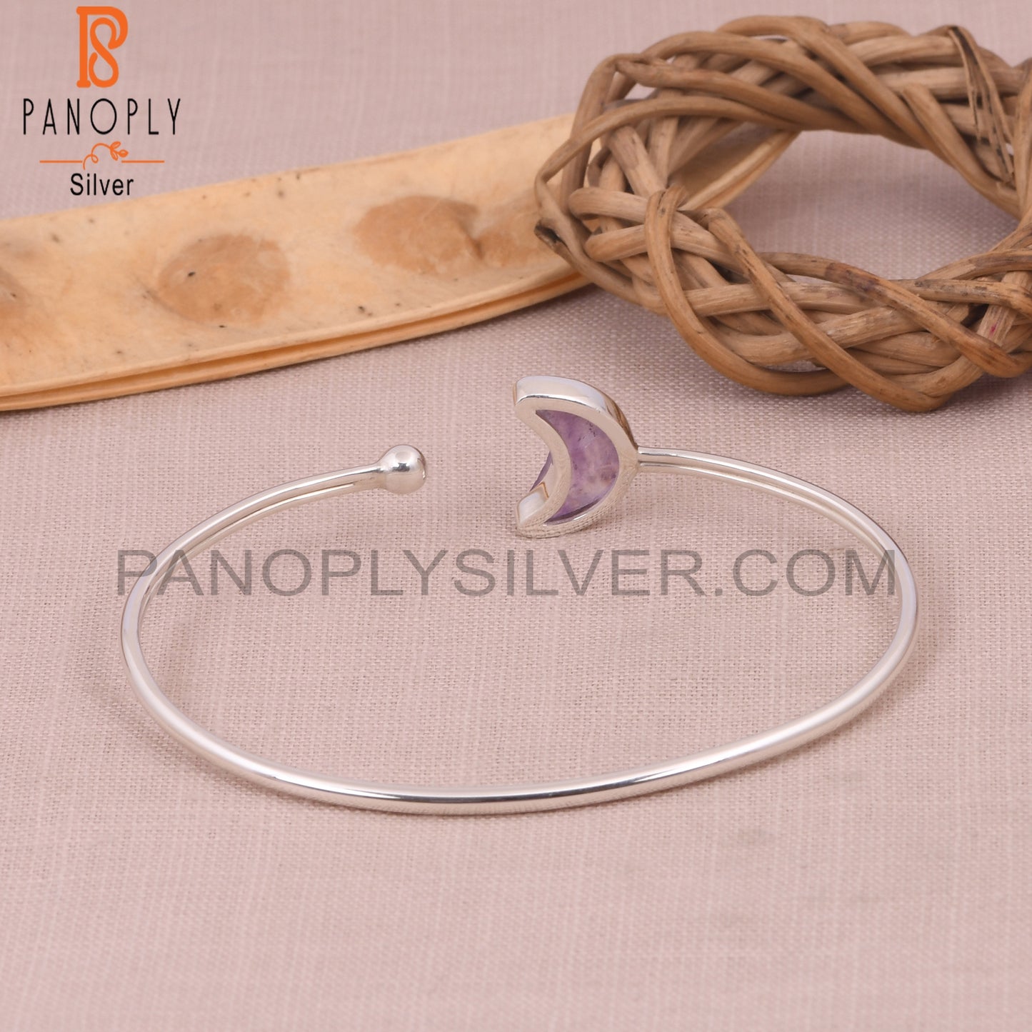 Amethyst 925 Quality Openable Moon Bangles