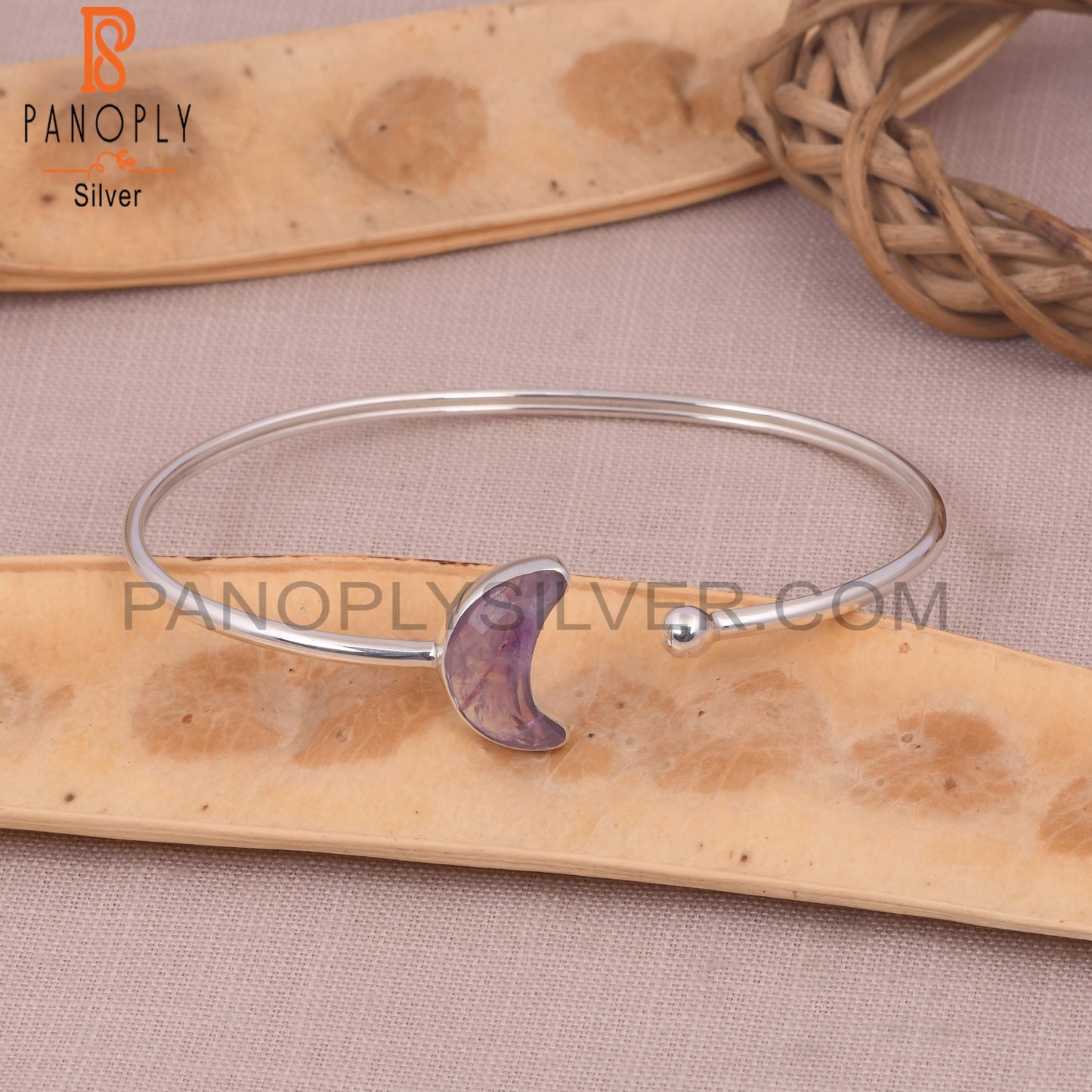 Amethyst 925 Quality Openable Moon Bangles