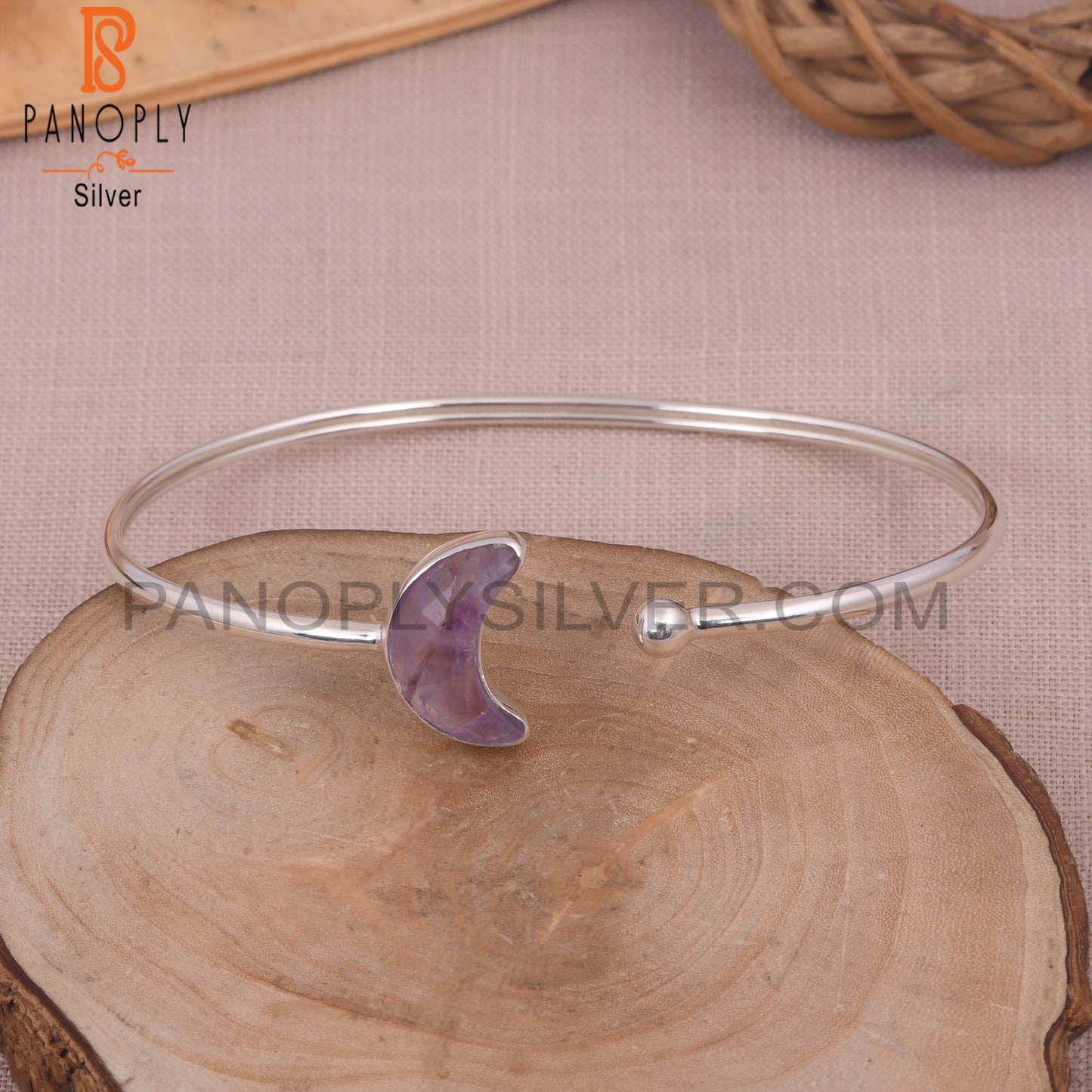 Amethyst 925 Quality Openable Moon Bangles