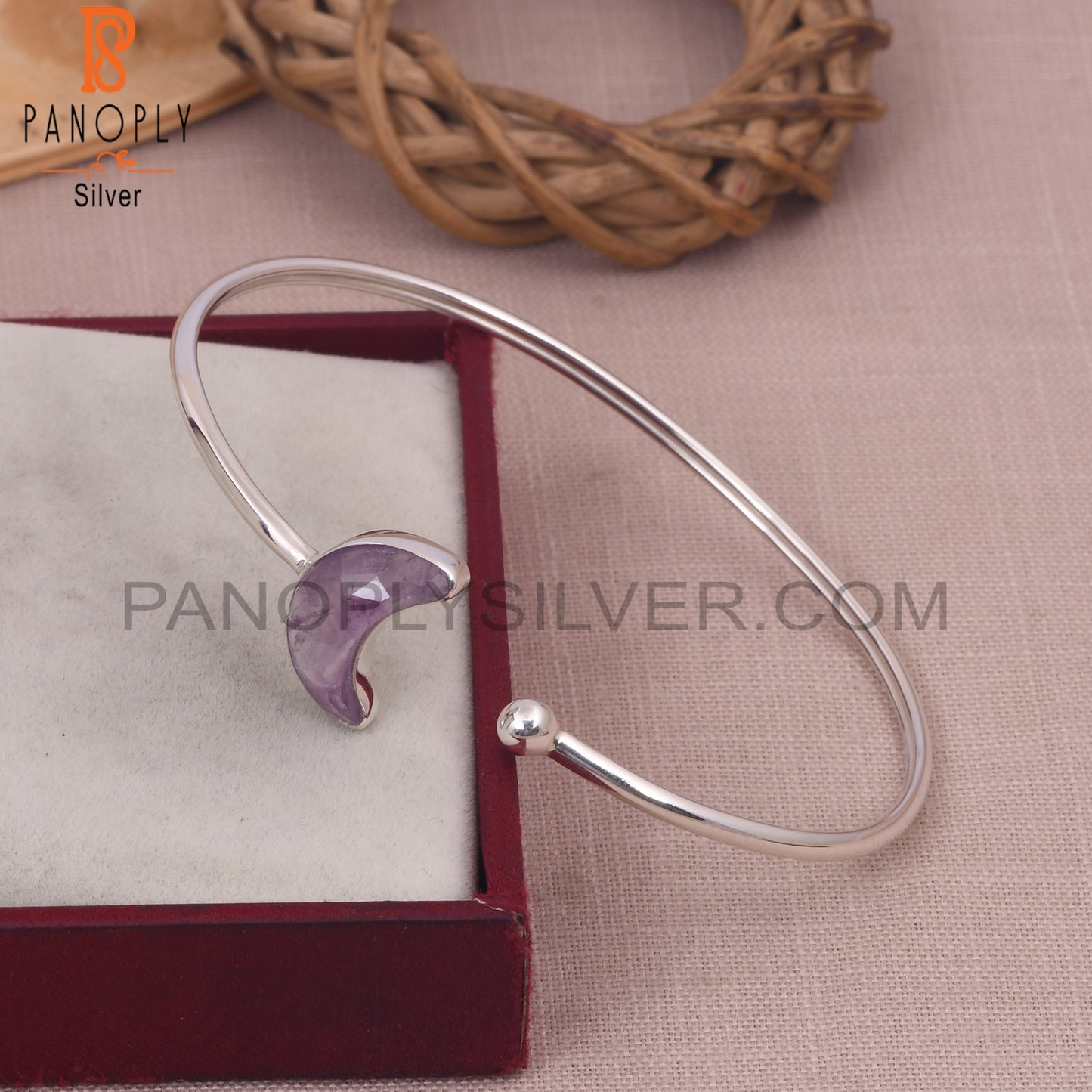 Amethyst 925 Quality Openable Moon Bangles